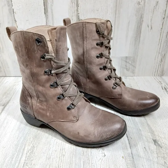 BOGS Carrie Lace Mid Waterproof Leather Lace-Up Brown Ankle Boots #1510