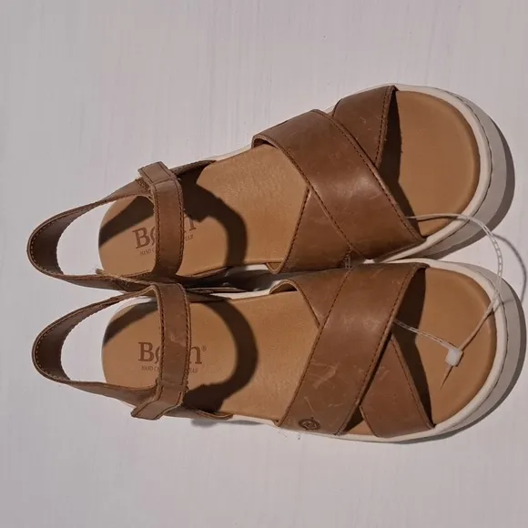 Born Katrina Leather Stretch Platform Wedge Sandals