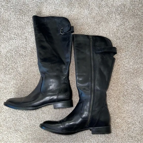Born Lottie Black Leather Tall Riding Boots‎ Size 6.5