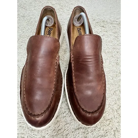 Born Men's Thaton Brown Leather Slip On Loafers Shoes Size 10.5M Casual Comfort