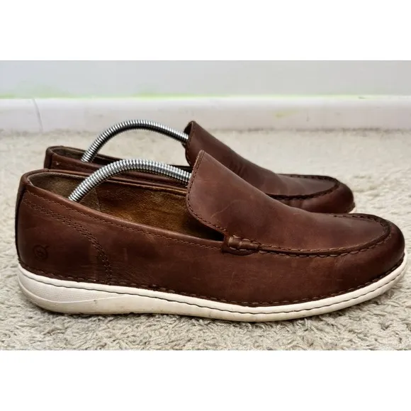 Born Men's Thaton Brown Leather Slip On Loafers Shoes Size 10.5M Casual Comfort