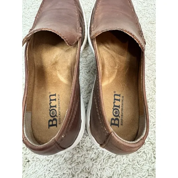Born Men's Thaton Brown Leather Slip On Loafers Shoes Size 10.5M Casual Comfort