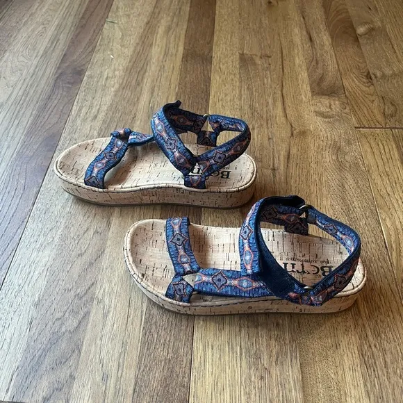 Born Sirena Cork Wedge Sandal Women’s Sz 7 Boho Active Travel Comfort Light