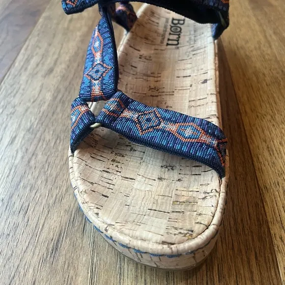 Born Sirena Cork Wedge Sandal Women’s Sz 7 Boho Active Travel Comfort Light