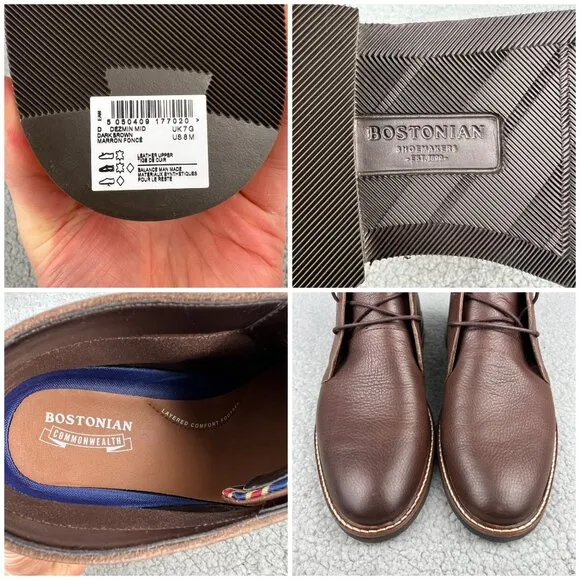 Bostonian Dezmin Mid Boots Mens 8 Shoes Brown Leather Chukka Oxford Commonwealth