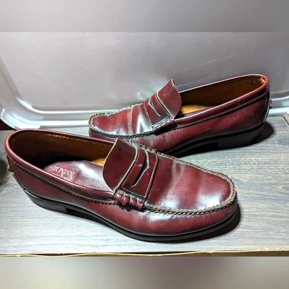 Bostonian Mens Shoes Loafers Size 11D Leather Burgundy Slipon Casual Dress Penny