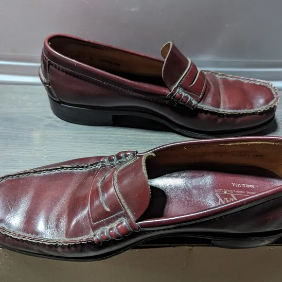 Bostonian Mens Shoes Loafers Size 11D Leather Burgundy Slipon Casual Dress Penny
