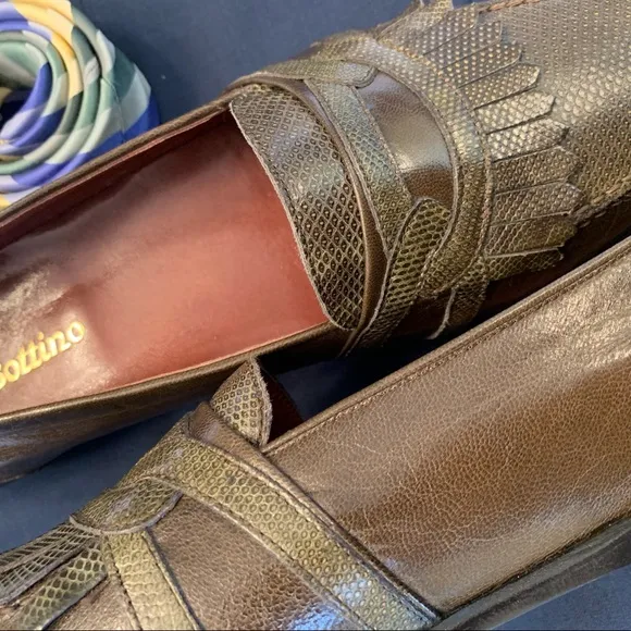 Bottino muted olive leather loafers made in Ital…