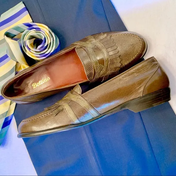 Bottino muted olive leather loafers made in Ital…
