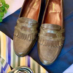 Bottino muted olive leather loafers made in Ital…