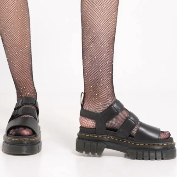 BRAND NEW DR MARTENS RICKI NAPPA LUX LEATHET 3-STRAP PLATFORM SANDAL