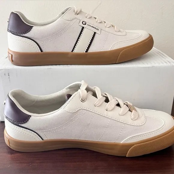 Brand New GBG Lace-Up Sneakers In Light Tan &amp; Brown Size 8.5