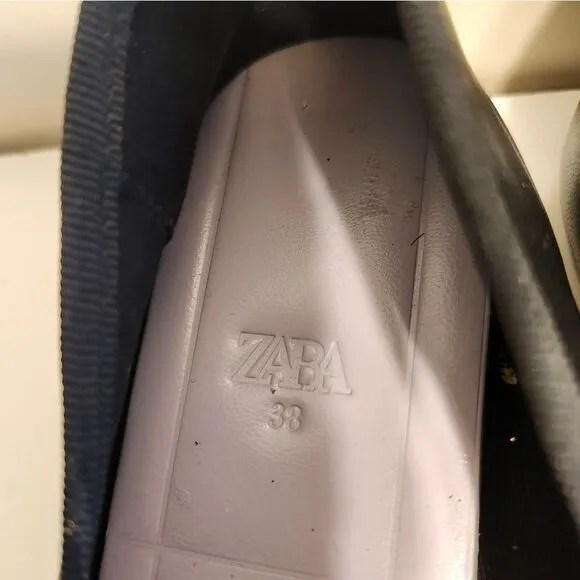 Brand New Zara Black Vegan Square Toe Leather Ballet Flats sz.7.5 US/38 EU