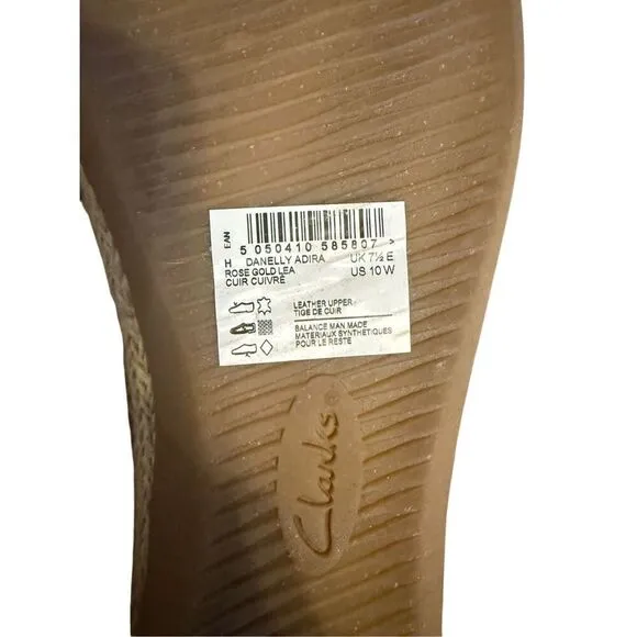 Brand New Clarks Danelly Adira Rose Gold Leather Espadrilles Slip On Size 10