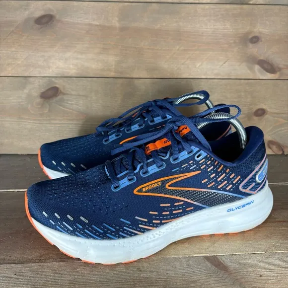 brooks glycerin 20 mens size 9 shoes blue athletic running sneakers