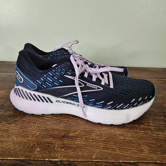 Brooks Glycerin GTS 20 Peacoat/ Ocean/ Pastel Lilac Womens 9.5 Wide
