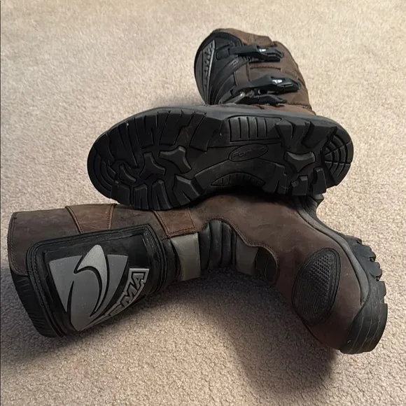 Brown and Black Forma Motorcycle Boots with Adjustable Straps