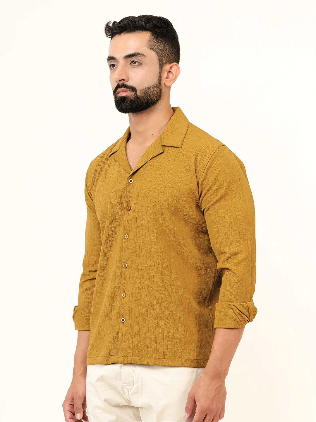 Brown Full Sleeve Popcorn Shirt