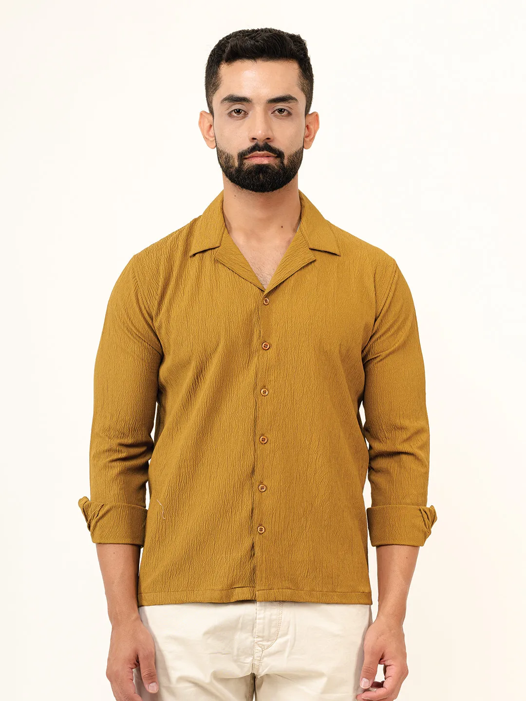 Brown Full Sleeve Popcorn Shirt