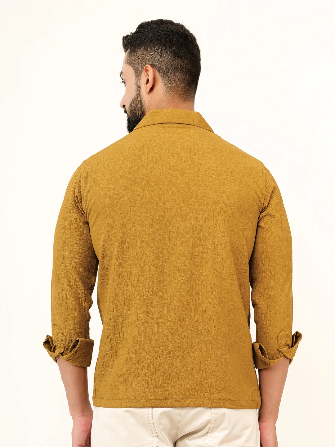 Brown Full Sleeve Popcorn Shirt