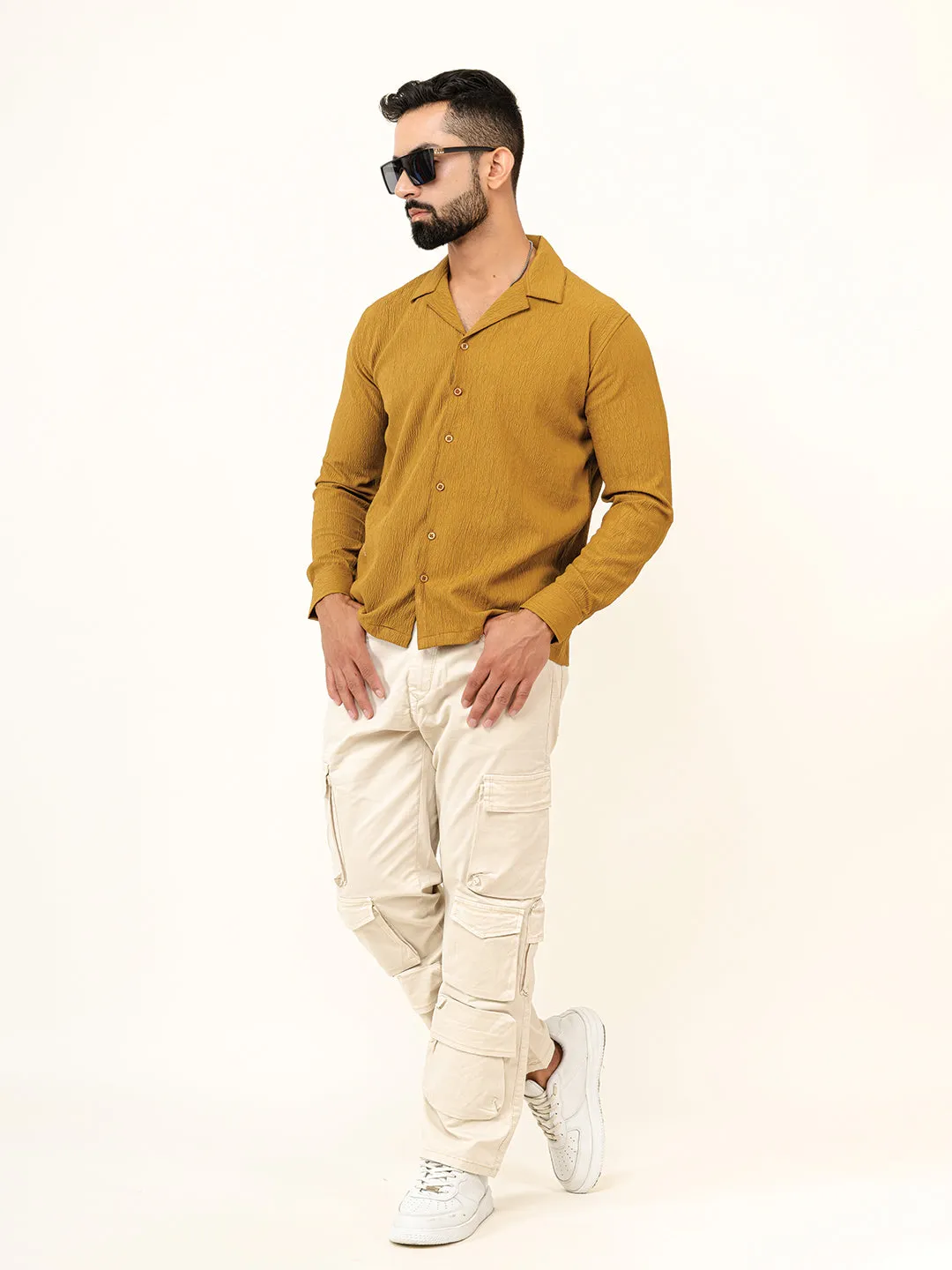 Brown Full Sleeve Popcorn Shirt