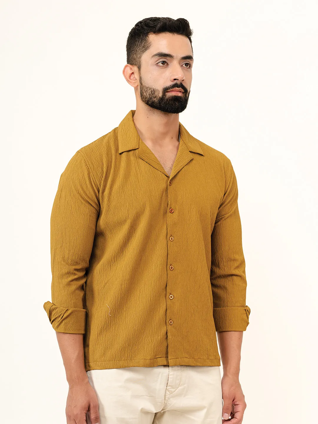 Brown Full Sleeve Popcorn Shirt