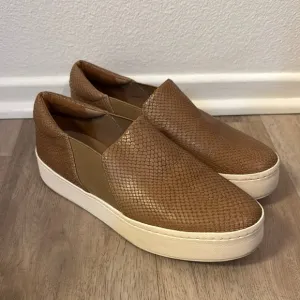 Brown Textured Slip-On Sneakers
