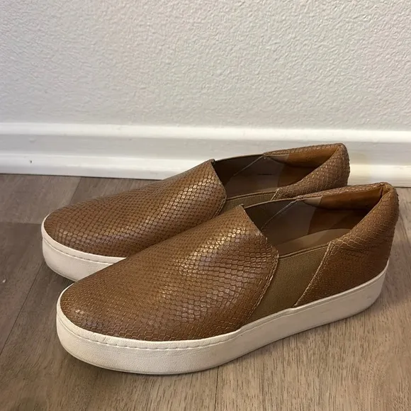 Brown Textured Slip-On Sneakers