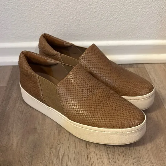 Brown Textured Slip-On Sneakers