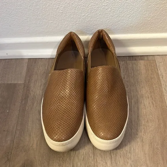 Brown Textured Slip-On Sneakers