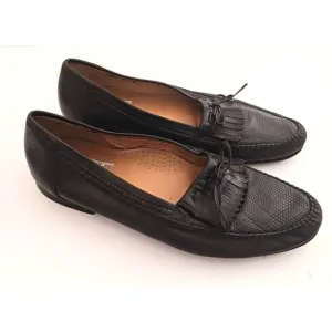 Bruno Magli Blk Leather Lizard Vamp Kiltie Loafer Made in Italy Sz 9.5