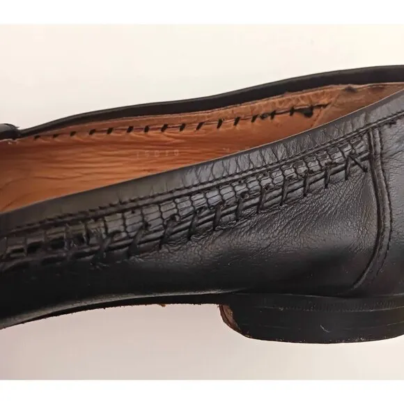 Bruno Magli Blk Leather Lizard Vamp Kiltie Loafer Made in Italy Sz 9.5