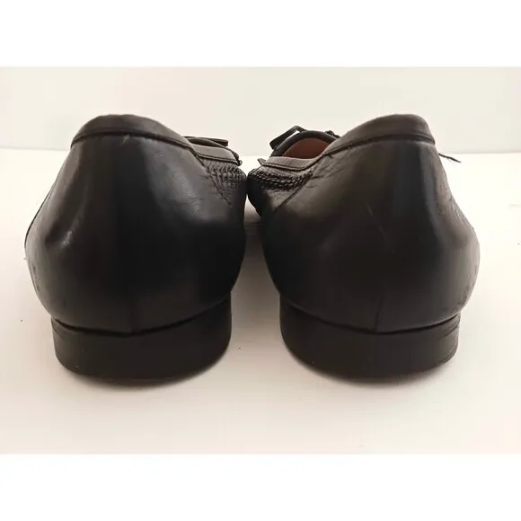 Bruno Magli Blk Leather Lizard Vamp Kiltie Loafer Made in Italy Sz 9.5