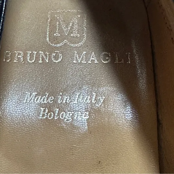 Bruno Magli Brice Black Leather Slip On Loafers Made in Italy Mens Size 10.5 M