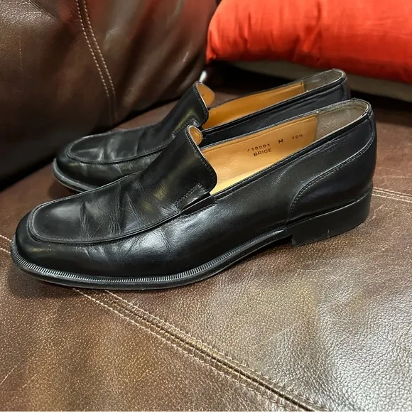 Bruno Magli Brice Black Leather Slip On Loafers Made in Italy Mens Size 10.5 M