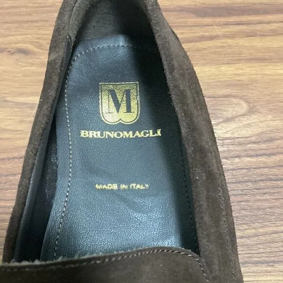 Bruno Magli Encino Casual Vamp Brown Suede Mens Loafers. Size 8 M.