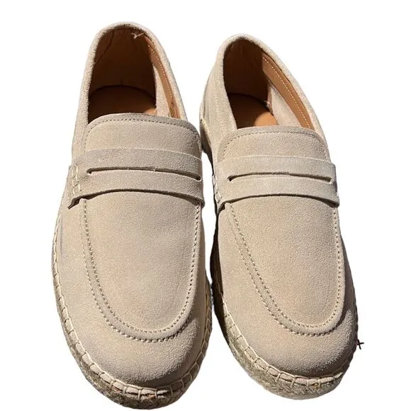 Bruno Magli Men's 8.5 Beige Eduardo Slip On Suede Penny Espadrilles Sand