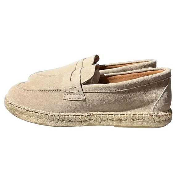 Bruno Magli Men's 8.5 Beige Eduardo Slip On Suede Penny Espadrilles Sand