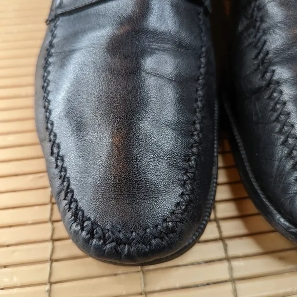 Bruno Magli Mens Horsebit Loafers Shoes Black Leather Silver Bit Size 10.5M.   2