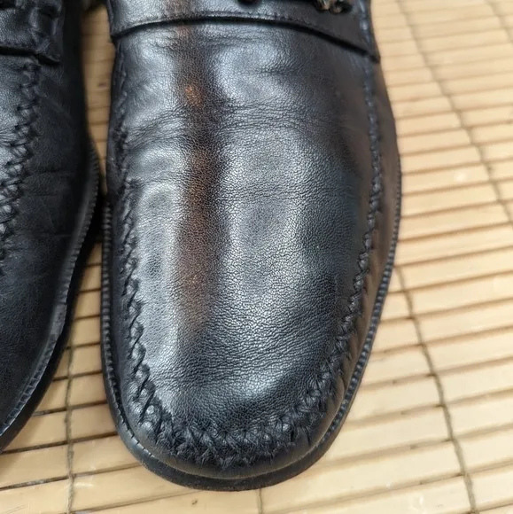 Bruno Magli Mens Horsebit Loafers Shoes Black Leather Silver Bit Size 10.5M.   2