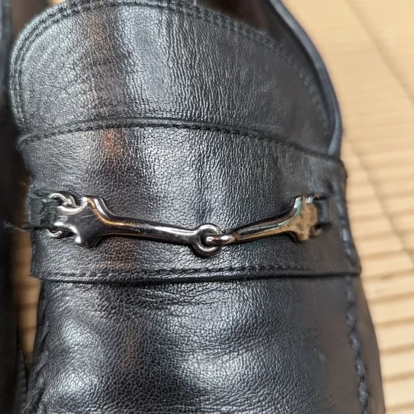 Bruno Magli Mens Horsebit Loafers Shoes Black Leather Silver Bit Size 10.5M.   2
