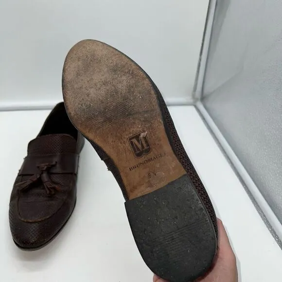 Bruno Magli Bemar Made in Italy Leather Tassle Loafers
