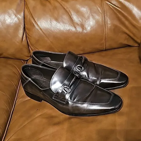 BRUNO MAGLI Smoke Gray Leather Horsebit Loafers - Size 13