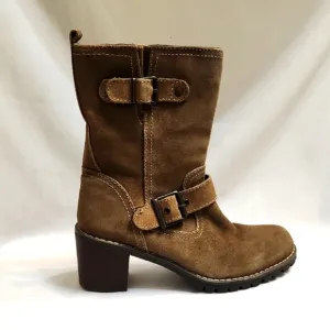 Bussola Brown Heeled Boots with Chunky Design and Mid-Calf Height (w size 38)