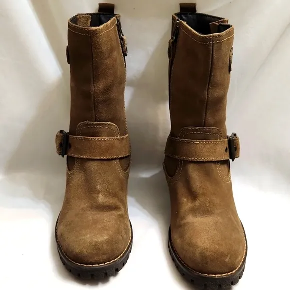 Bussola Brown Heeled Boots with Chunky Design and Mid-Calf Height (w size 38)