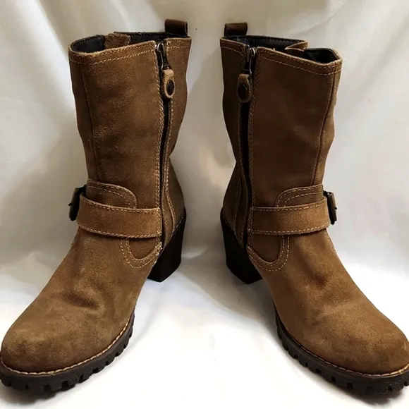 Bussola Brown Heeled Boots with Chunky Design and Mid-Calf Height (w size 38)