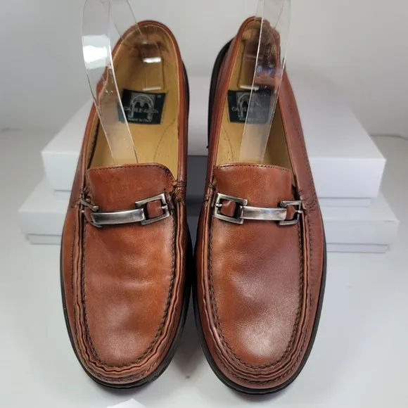 Cable Co Pebbled Leather Buckle Accent Loafers