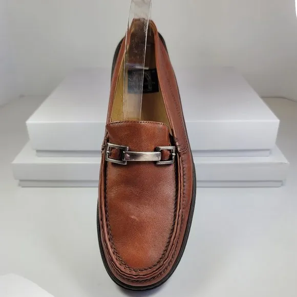 Cable Co Pebbled Leather Buckle Accent Loafers