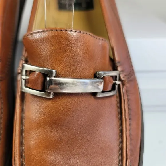 Cable Co Pebbled Leather Buckle Accent Loafers