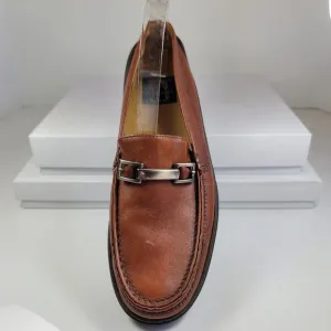 Cable Co Pebbled Leather Buckle Accent Loafers